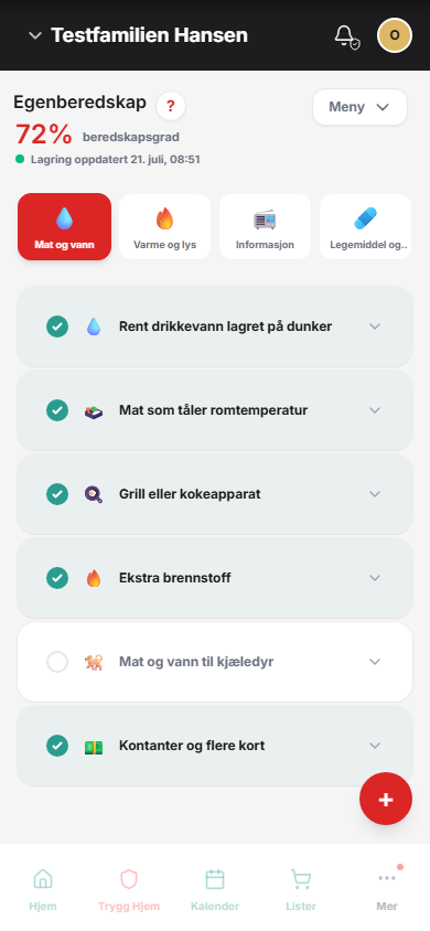 Beredskap i Storfamilien-appen